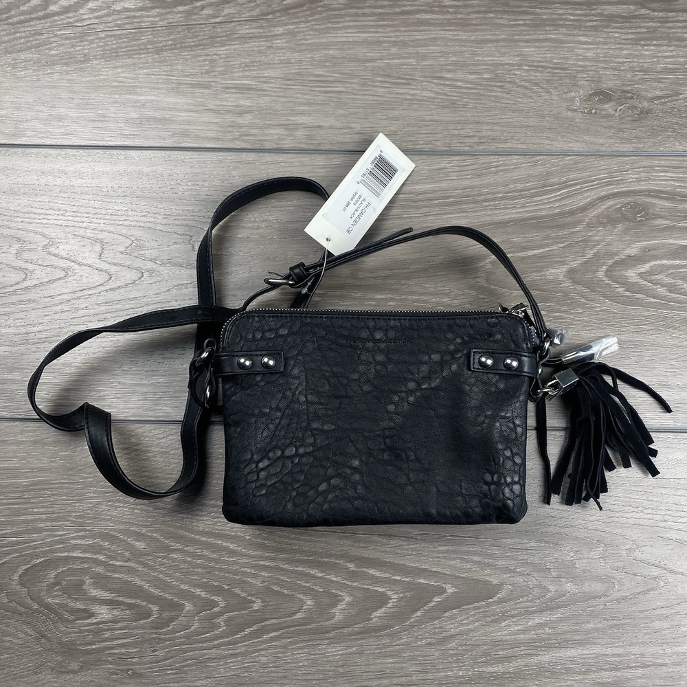 French Connection Women's Crossbody Bag With Tassels Black New